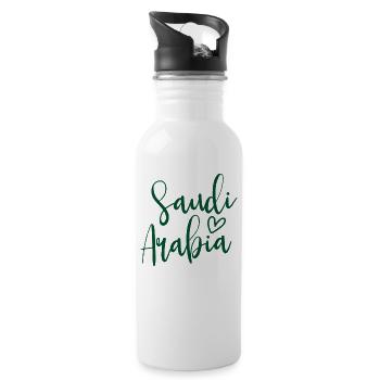 Saudi Arabia – Women's Heart, Love for Saudi Arabia - Water bottle with straw - white - Right