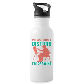 Artist Painter Please Don´t Disturb Drawing Gift - Trinkflasche mit integriertem Trinkhalm - Weiß - Rechts