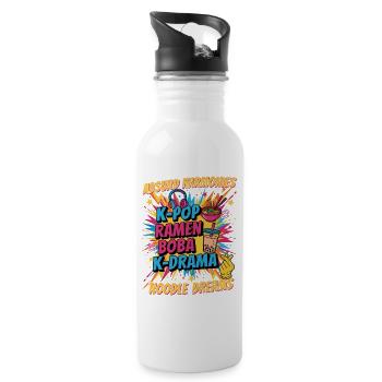 Absurd Harmonies K-Pop Ramen Boba K Drama Noodle - Water bottle with straw - white - Right