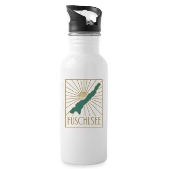 Fuschlsee Sonnenstrahl Vintage - Trinkflasche mit integriertem Trinkhalm - Weiß - Rechts