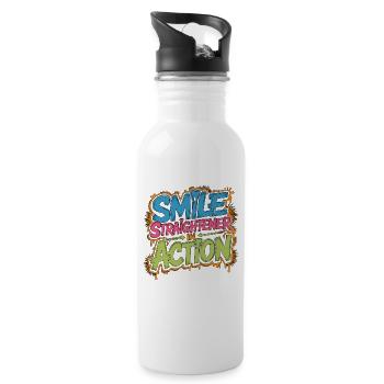 Orthodontic Hygienist Smile Straightener Dentistry - Water bottle with straw - white - Right