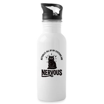 Real Irony Cat Nervous System Statement - Water bottle with straw - white - Right