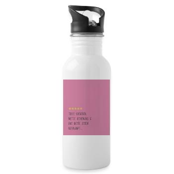 Gutes Essen Spruch Pink Design - Trinkflasche mit integriertem Trinkhalm - Weiß - Rechts
