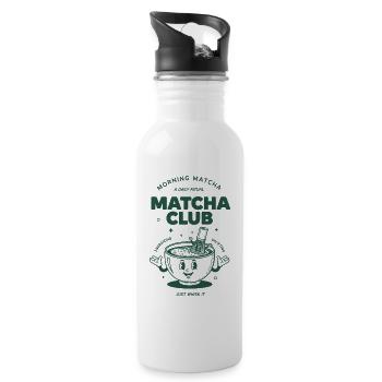 Morgen, Matcha-Club, einfach schlagen, Matcha-Tee. - Trinkflasche mit integriertem Trinkhalm - Weiß - Rechts