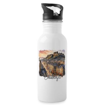 Aquarelle d’Édimbourg, Édimbourg, Écosse - Gourde avec paille intégrée - blanc - Droite