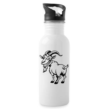 Goat mischievous black sketch - Water bottle with straw - white - Right
