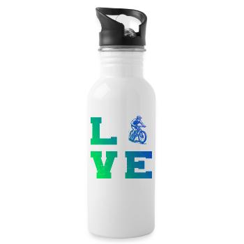Vintage mountain bike design for mountain bike - Water bottle with straw - white - Right