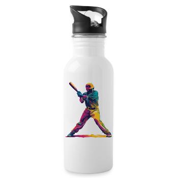 Battoir de baseball à explosion de couleur - Gourde avec paille intégrée - blanc - Droite