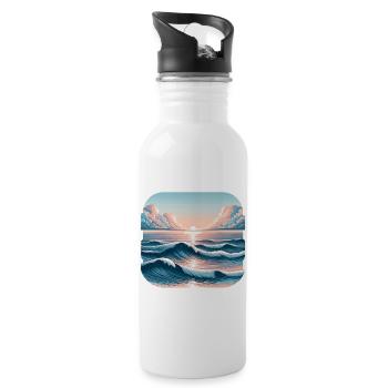 Sonnenuntergangswellen am Ozean - Trinkflasche mit integriertem Trinkhalm - Weiß - Rechts