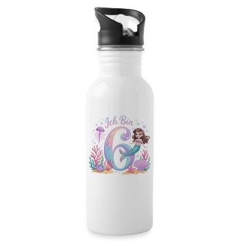 Je suis 6e anniversaire de la Fille des Sirènes - Gourde avec paille intégrée - blanc - Droite