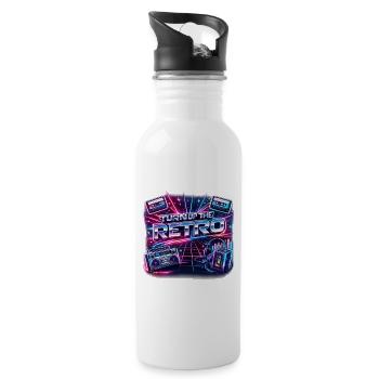 Turn Up the Retro Neon Nostalgia - Trinkflasche mit integriertem Trinkhalm - Weiß - Rechts