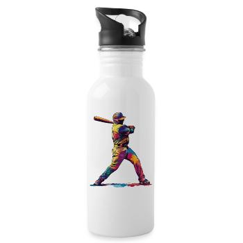 Coup de baseball coloré - Gourde avec paille intégrée - blanc - Droite