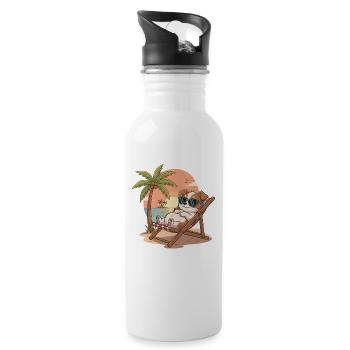 Strand-Lounge Corgi - Trinkflasche mit integriertem Trinkhalm - Weiß - Rechts