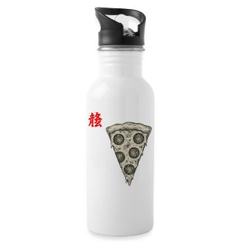 Pizza Asiatisch - Trinkflasche mit integriertem Trinkhalm - Weiß - Rechts