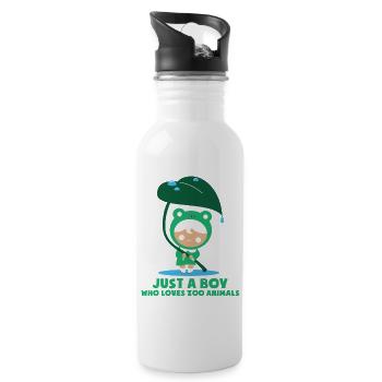 Zoo Animals Animal Park Young Man Saying - Water bottle with straw - white - Right