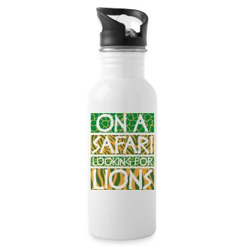 Safari Afrique Savane de la faune du Serengeti Lion - Gourde avec paille intégrée - blanc - Droite