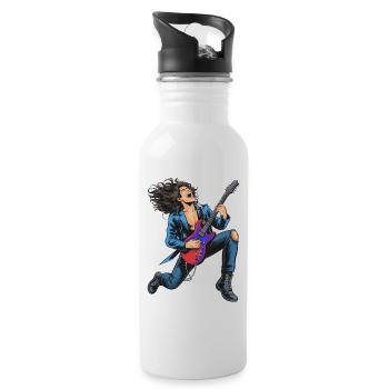 High-energy rock guitar performance - Water bottle with straw - white - Right