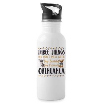 Chihuahua Chihuahueño Three Things - Trinkflasche mit integriertem Trinkhalm - Weiß - Rechts
