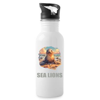 Lions de mer Lion de mer - Gourde avec paille intégrée - blanc - Droite