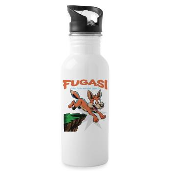 FUGASI Sprungfuchs - Trinkflasche mit integriertem Trinkhalm - Weiß - Rechts