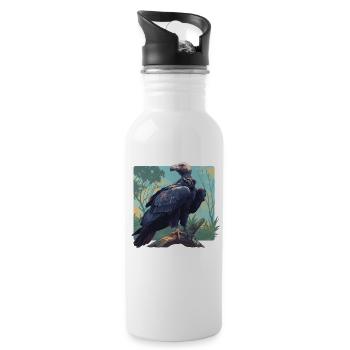 Geier - Trinkflasche mit integriertem Trinkhalm - Weiß - Rechts