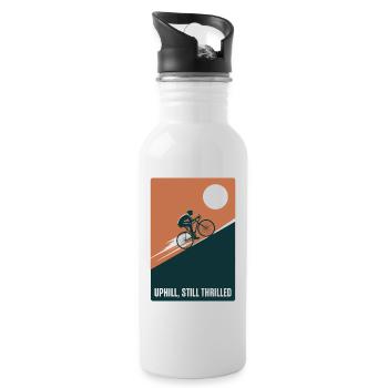 Uphill and still enthusiastic | Road bike - Water bottle with straw - white - Right