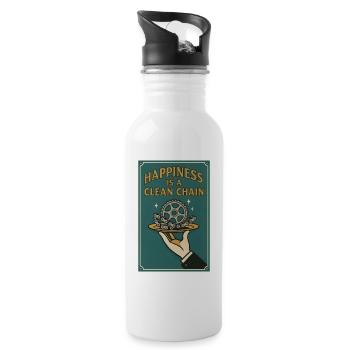 Happiness is a clean chain | Bike - Water bottle with straw - white - Right