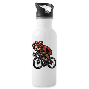 Rennrad-Sloth mit Helm - Trinkflasche mit integriertem Trinkhalm - Weiß - Rechts