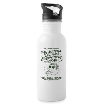 Cat Cafe Matcha Magic My Matcha Will Make - Water bottle with straw - white - Right