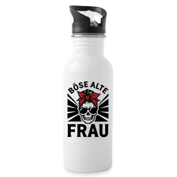Nasty Old Woman With Sunglasses Skull - Water bottle with straw - white - Right