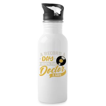 Un record par jour éloigne le docteur Design - Gourde avec paille intégrée - blanc - Droite