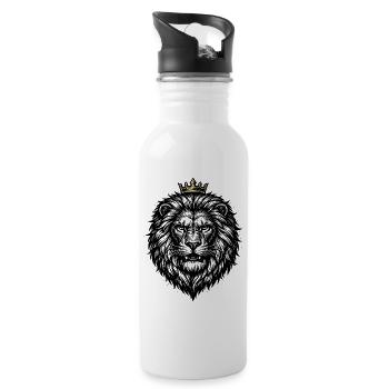 Lion, Tête de Lion, Fort, Sauvage, Fière, Royal - Gourde avec paille intégrée - blanc - Droite