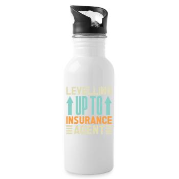 Insurance Agent Levelling Up To Funny Insurance - Trinkflasche mit integriertem Trinkhalm - Weiß - Rechts