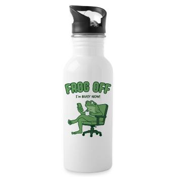 Frog Off I'm busy now – Ich bin beschäftigt Frosch - Water bottle with straw - white - Right