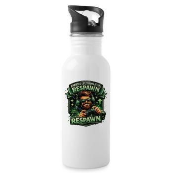 Respawn Gaming Motiv Neustart Humor Motivation  - Trinkflasche mit integriertem Trinkhalm - Weiß - Rechts