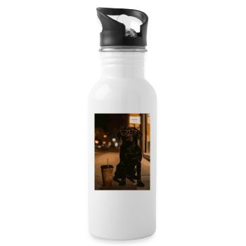 Nocturnal dog with sunglasses - Water bottle with straw - white - Right