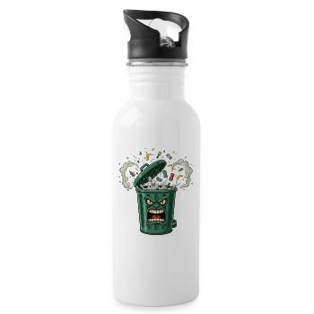 Angry Trash Can Chaos - Water bottle with straw - white - Right