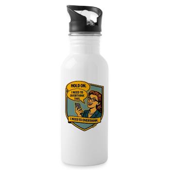Stop – Rethink Overthinker Comic - Water bottle with straw - white - Right