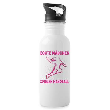 Handball Liebhaber Handball Sport Spieler Handball - Trinkflasche mit integriertem Trinkhalm - Weiß - Rechts