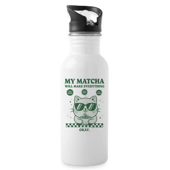 Mon matcha va tout arranger. Drôle de matcha. - Gourde avec paille intégrée - blanc - Droite