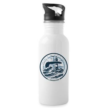 Langeoog | When the Island Calls - Waves North Sea - Water bottle with straw - white - Right