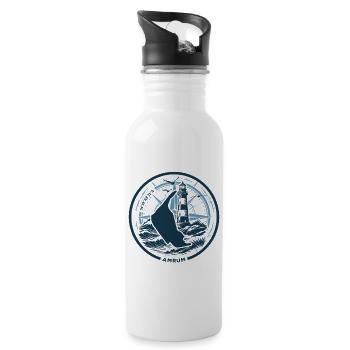 Amrum | When the Island Calls - Waves North Sea - Water bottle with straw - white - Right