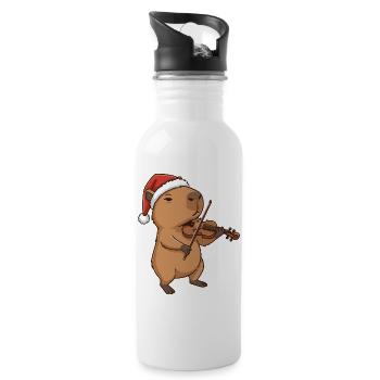 Animal de Noël Capybara jouant du violon - Gourde avec paille intégrée - blanc - Droite