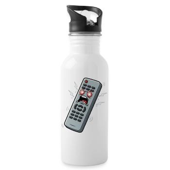 Schreiende Fernbedienung Cartoon - Trinkflasche mit integriertem Trinkhalm - Weiß - Rechts