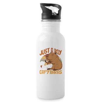 Just a Boy Who Loves Capybaras Cute Funny - Water bottle with straw - white - Right