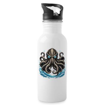 Glowing Kraken in the Storm - Water bottle with straw - white - Right