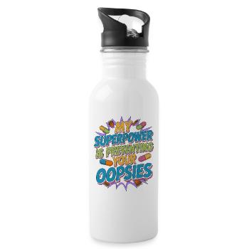 Hospital Pharmacist My Superpower Is Acute Care - Water bottle with straw - white - Right