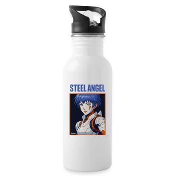 Steel Angel Warrior Illustration - Water bottle with straw - white - Right