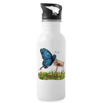 Papillon avec un signe pour plus de défi nature - Gourde avec paille intégrée - blanc - Droite