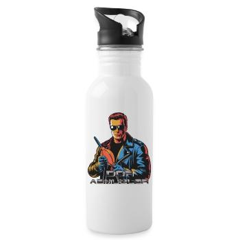Retro Pop Action Hero Leather Jacket: Dor Abmuzler - Water bottle with straw - white - Right